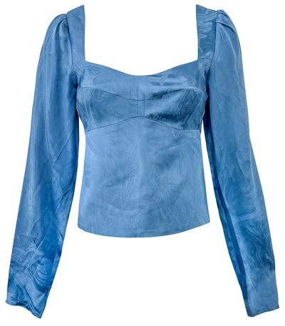 Silvia Tcherassi Miley Top in Blue Abstract Marble - Discounts on Silvia Tcherassi at UAL