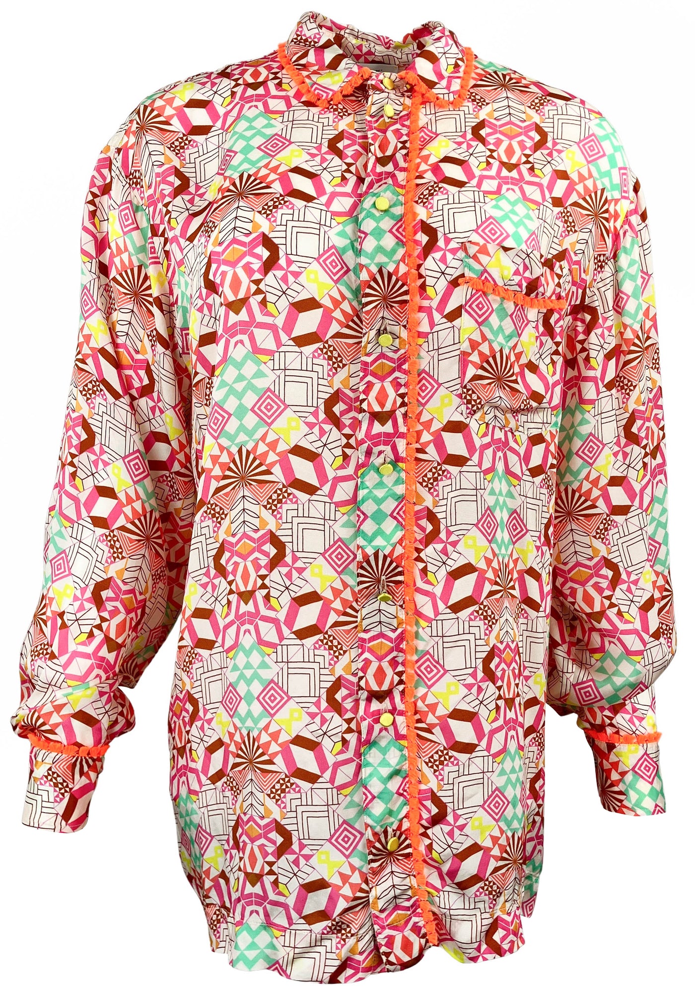 forte_forte Geometric Print Tassel Shirt in Multicolor - Discounts on forte_forte at UAL