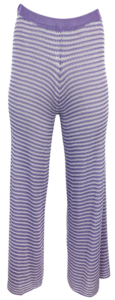 Calle del Mar Crochet Pants in Purple and White - Discounts on Calle del Mar at UAL