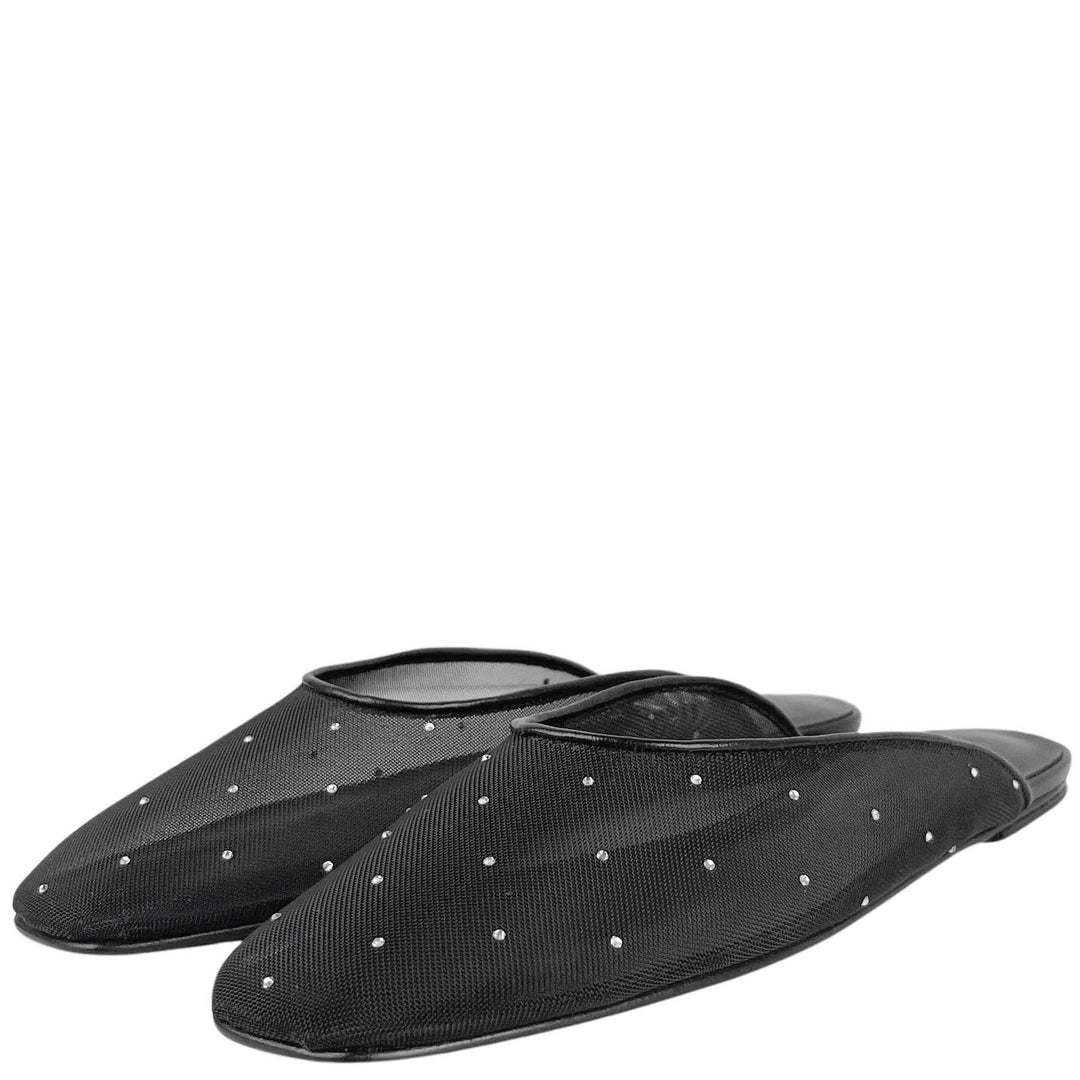 Magda Butrym Sheer Embellished Mules in Black