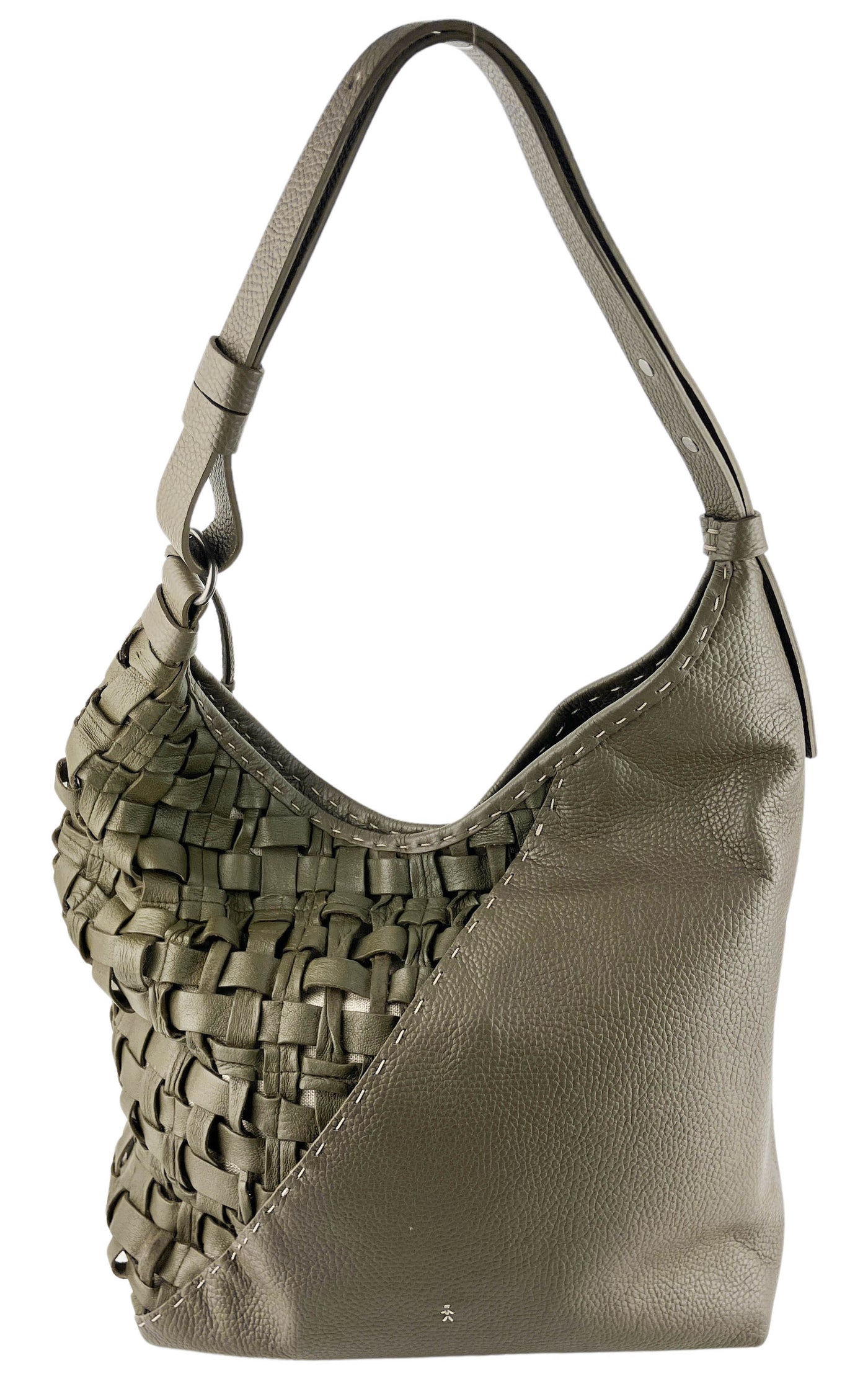 Henry Beguelin Bea Pocket Intreccio Cesta in Olive Green - Discounts on Henry Beguelin at UAL