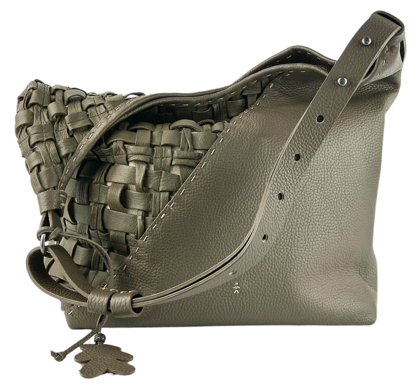 Henry Beguelin Bea Pocket Intreccio Cesta in Olive Green - Discounts on Henry Beguelin at UAL