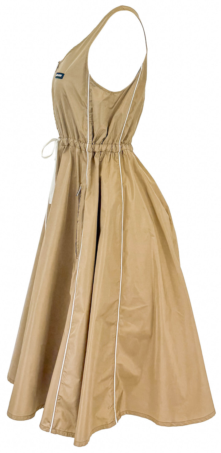 Miu Miu Tec Silk Dress in Sesame