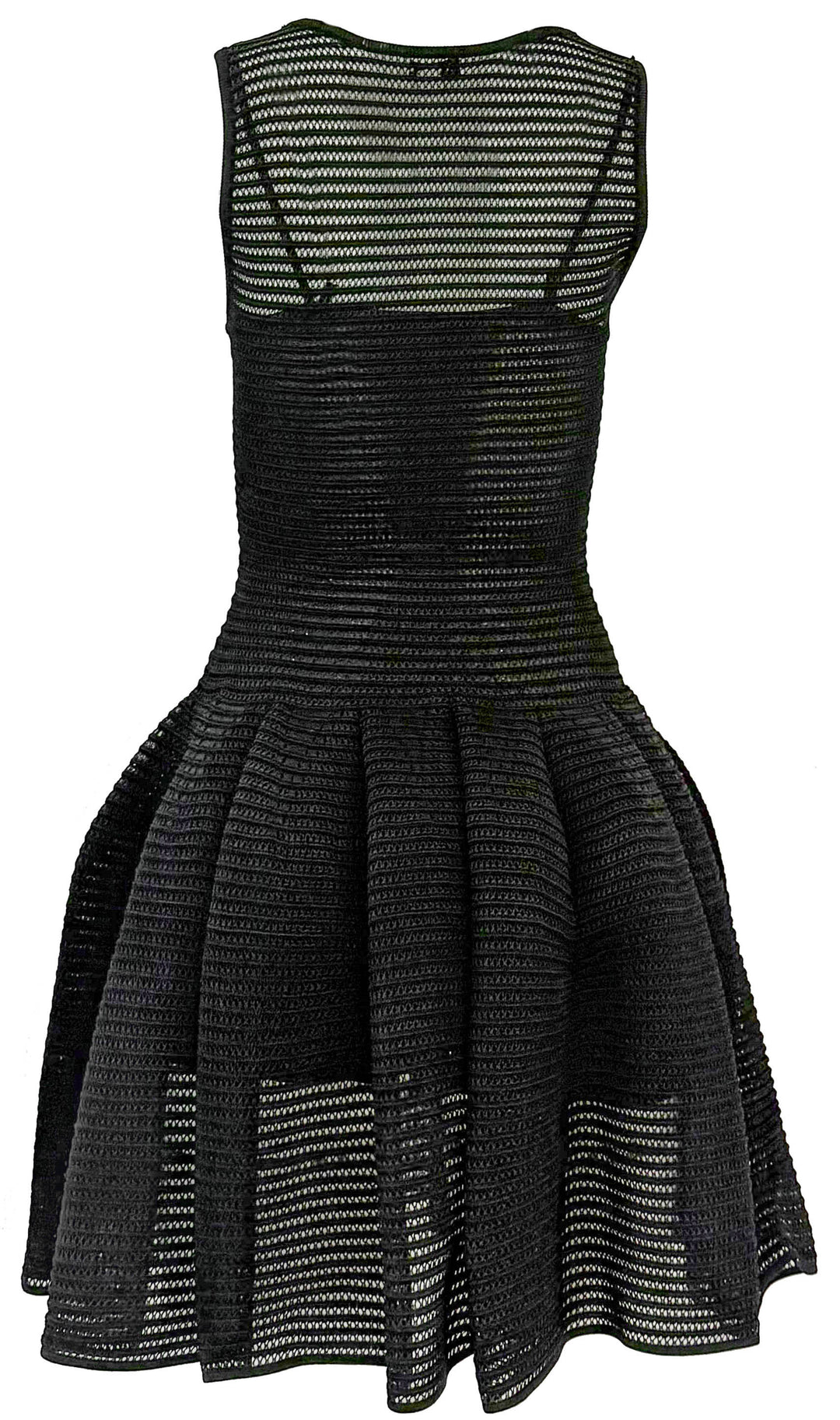 Alaia Pointelle Knit Godet Dress in Black