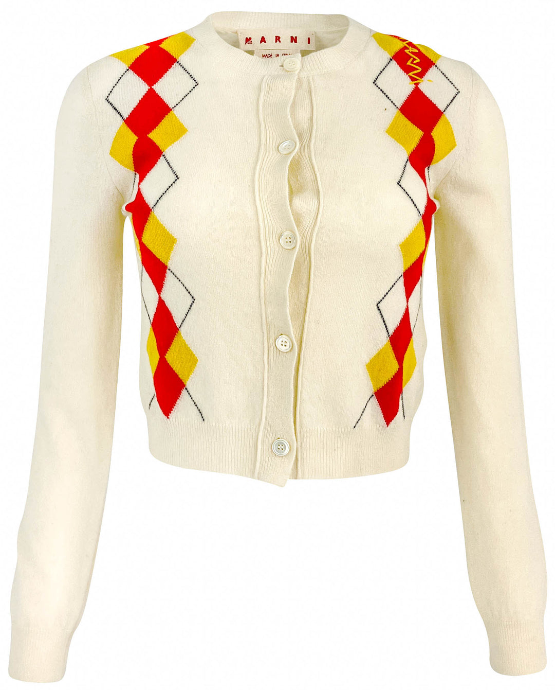 Marni Argyle Cardigan in Cream Multi - Discounts on Marni at UAL