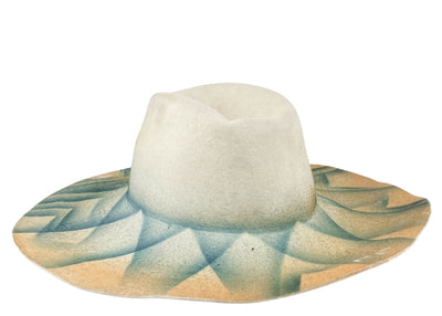 Reinhard Plank Printed Wool Hat in White/Blue - Discounts on Reinhard Plank at UAL