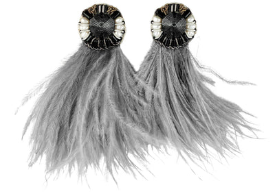 Exclusive Designer Feather Earrings in Light Blue Grey - Discounts on Exclusive Designer at UAL