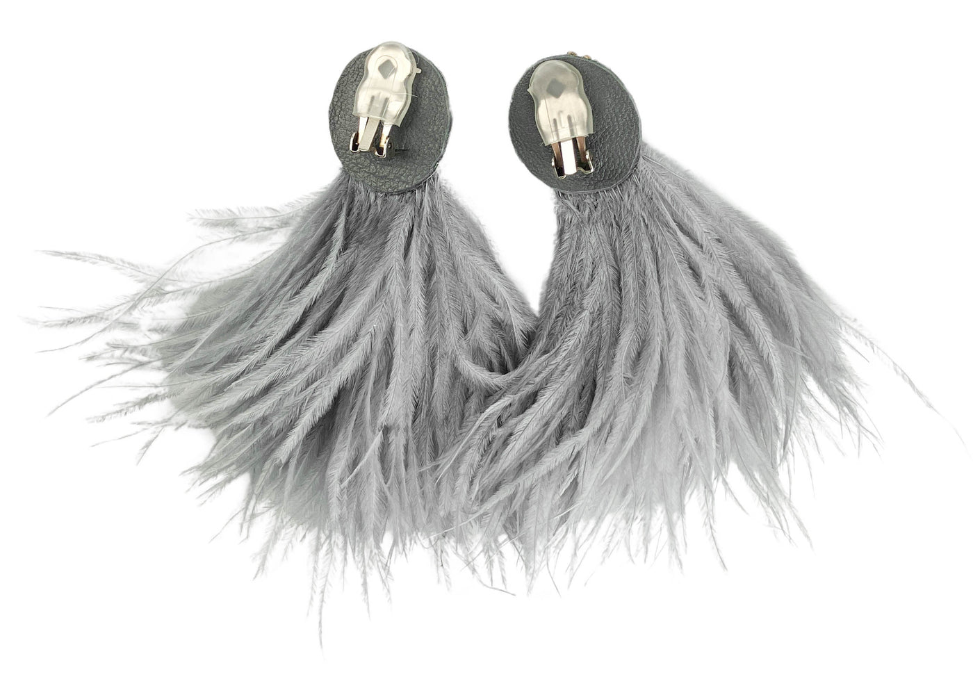 Exclusive Designer Feather Earrings in Light Blue Grey - Discounts on Exclusive Designer at UAL