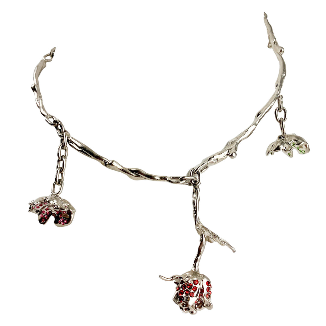 Marni Rose Bud Crystal-Embellished Necklace in Silver - Discounts on Marni at UAL