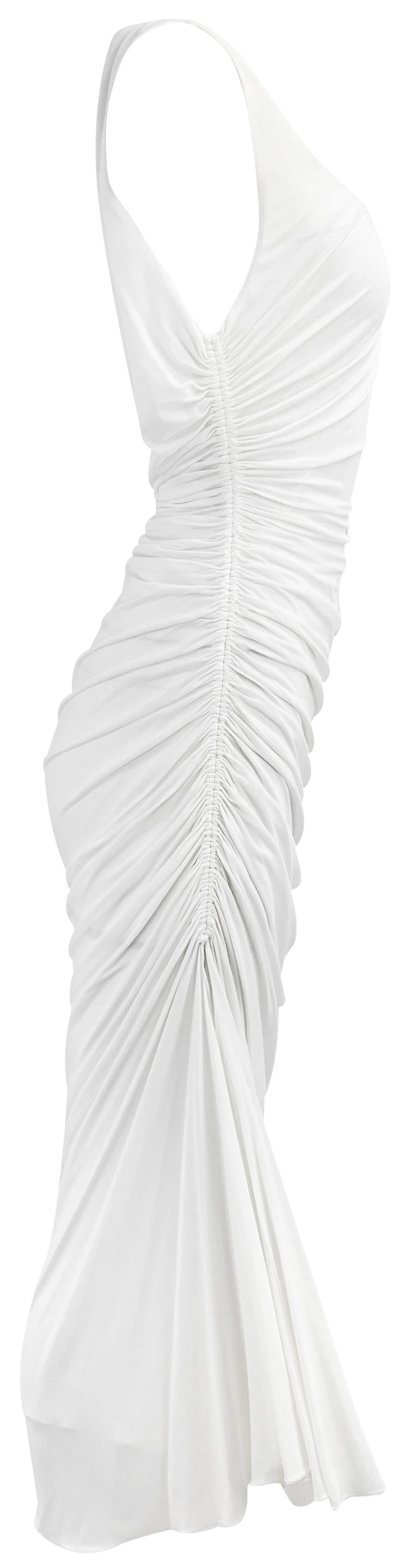 Alaia Gathered Jersey Knit Dress in Blanc - Discounts on Alaïa at UAL