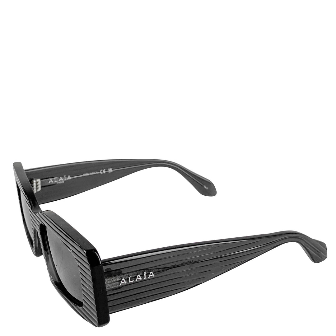 Alaïa Ribbed Rectangle Sunglasses in Black - Discounts on Alaïa at UAL