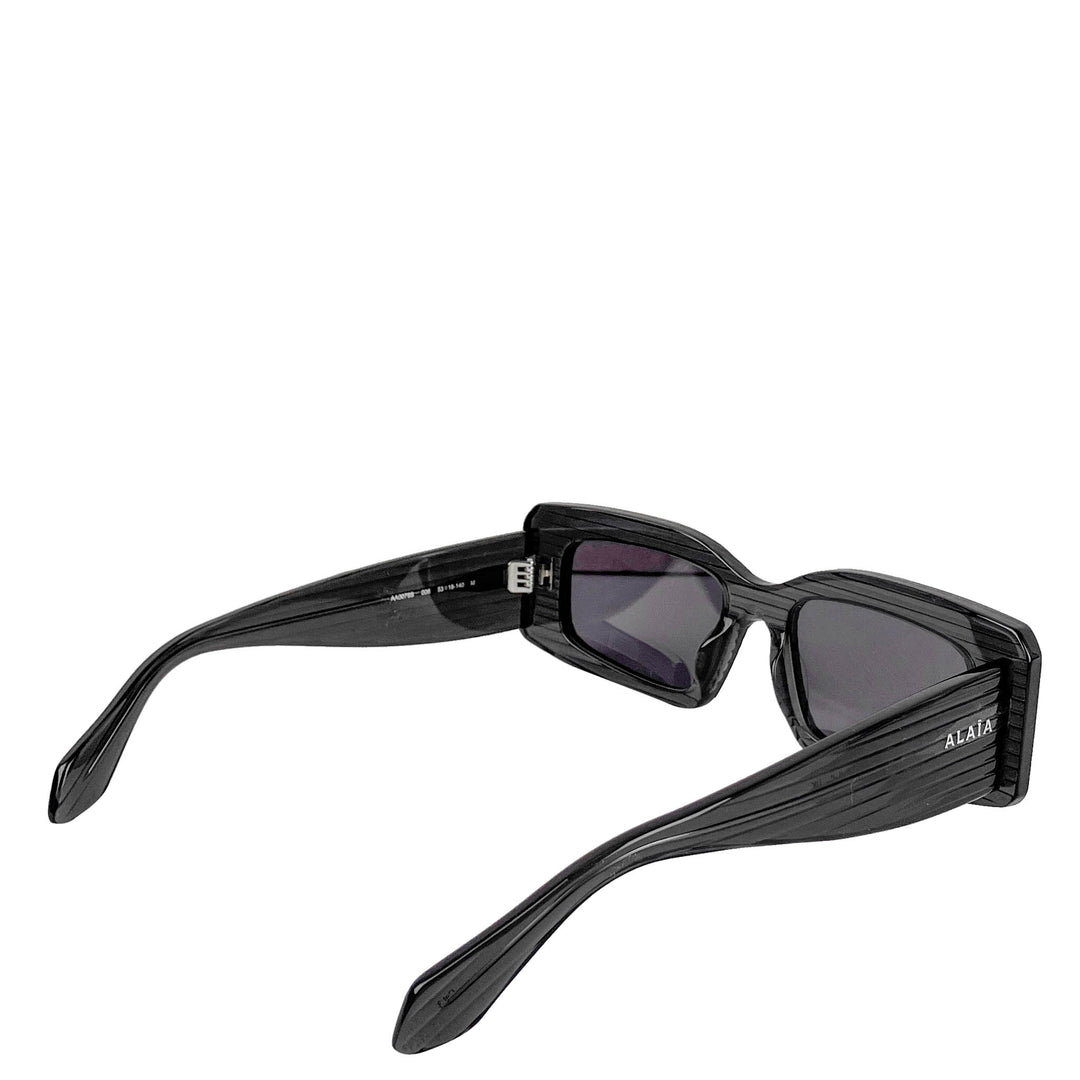 Alaïa Ribbed Rectangle Sunglasses in Black - Discounts on Alaïa at UAL
