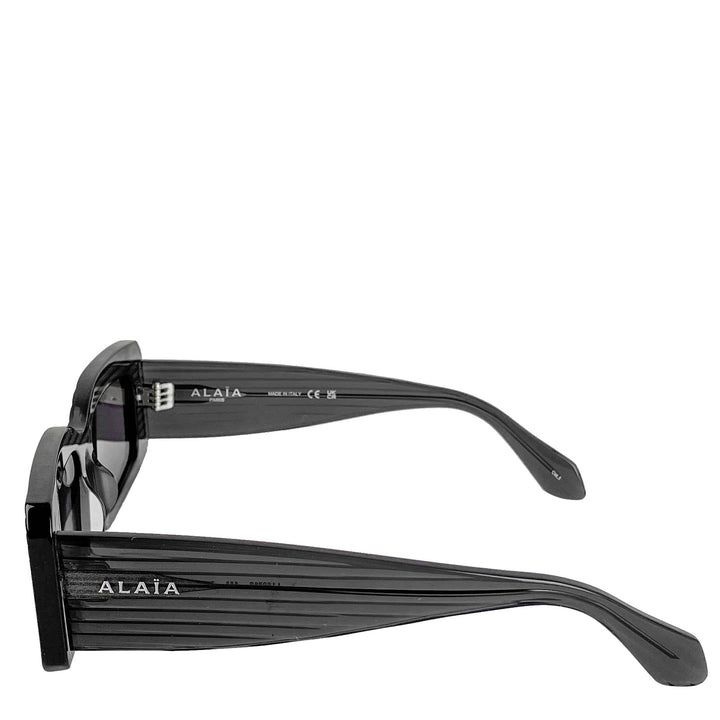 Alaïa Ribbed Rectangle Sunglasses in Black - Discounts on Alaïa at UAL