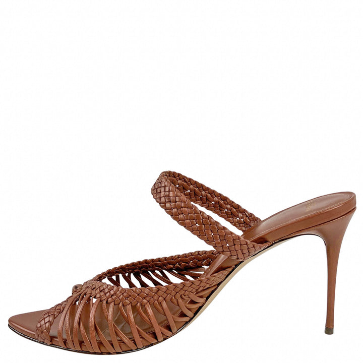 Alexandre Birman Woven Heels in Chocolate