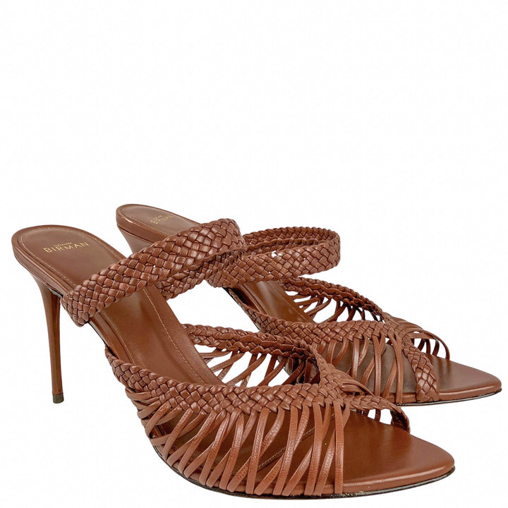 Alexandre Birman Woven Heels in Chocolate