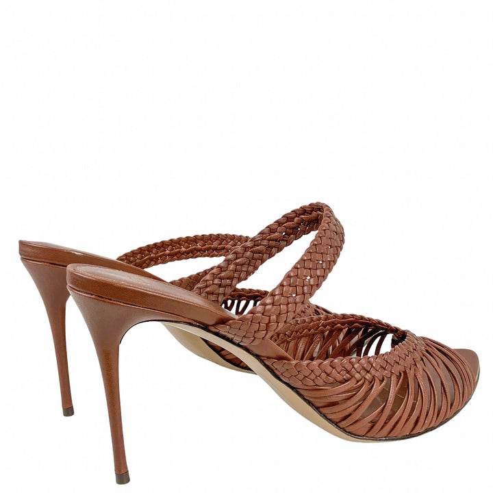 Alexandre Birman Woven Heels in Chocolate