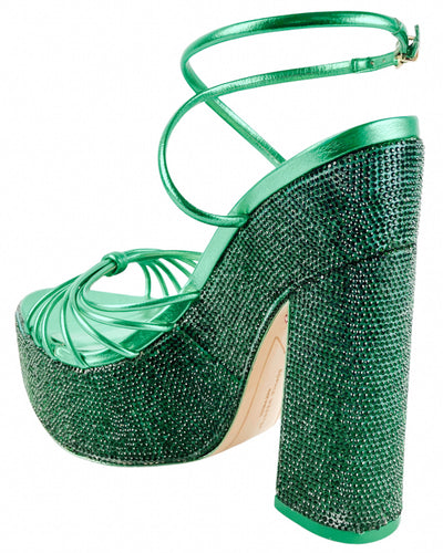 Sophia Webster Rue Platform Sandal in Emerald & Crystal - Discounts on Sophia Webster at UAL