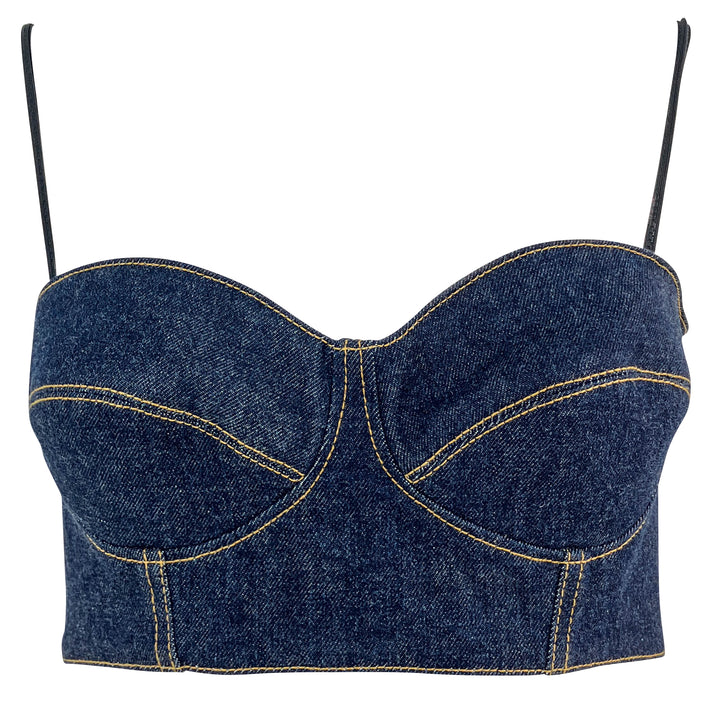 Alaïa Denim Bra Top in Blue - Discounts on Alaïa at UAL