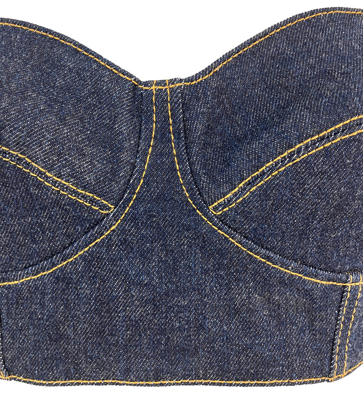 Alaïa Denim Bra Top in Blue - Discounts on Alaïa at UAL