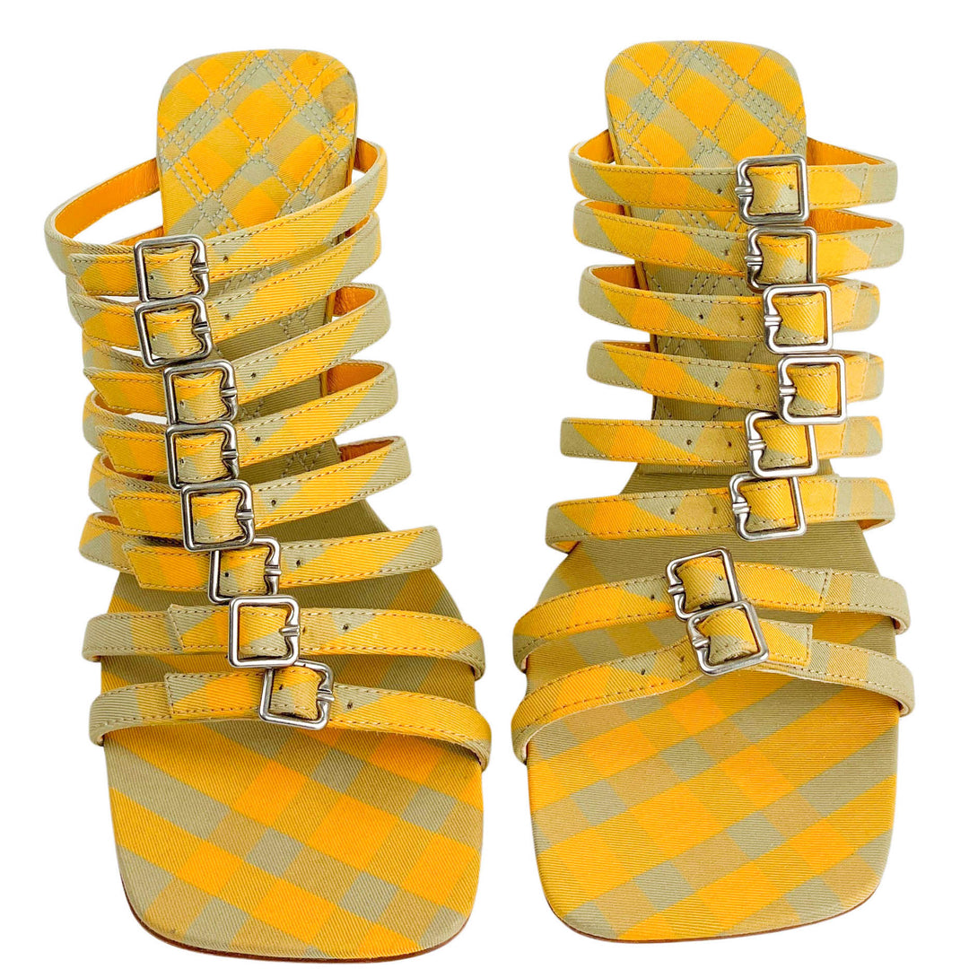 Burberry Fabric Sandals in Hunter Check - Discounts on Burberry at UAL