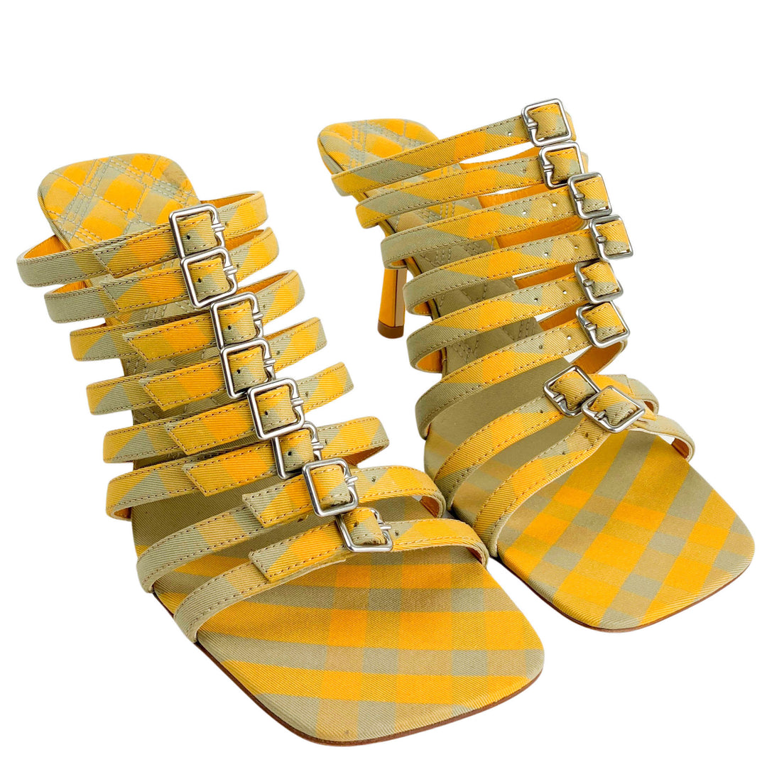 Burberry Fabric Sandals in Hunter Check - Discounts on Burberry at UAL