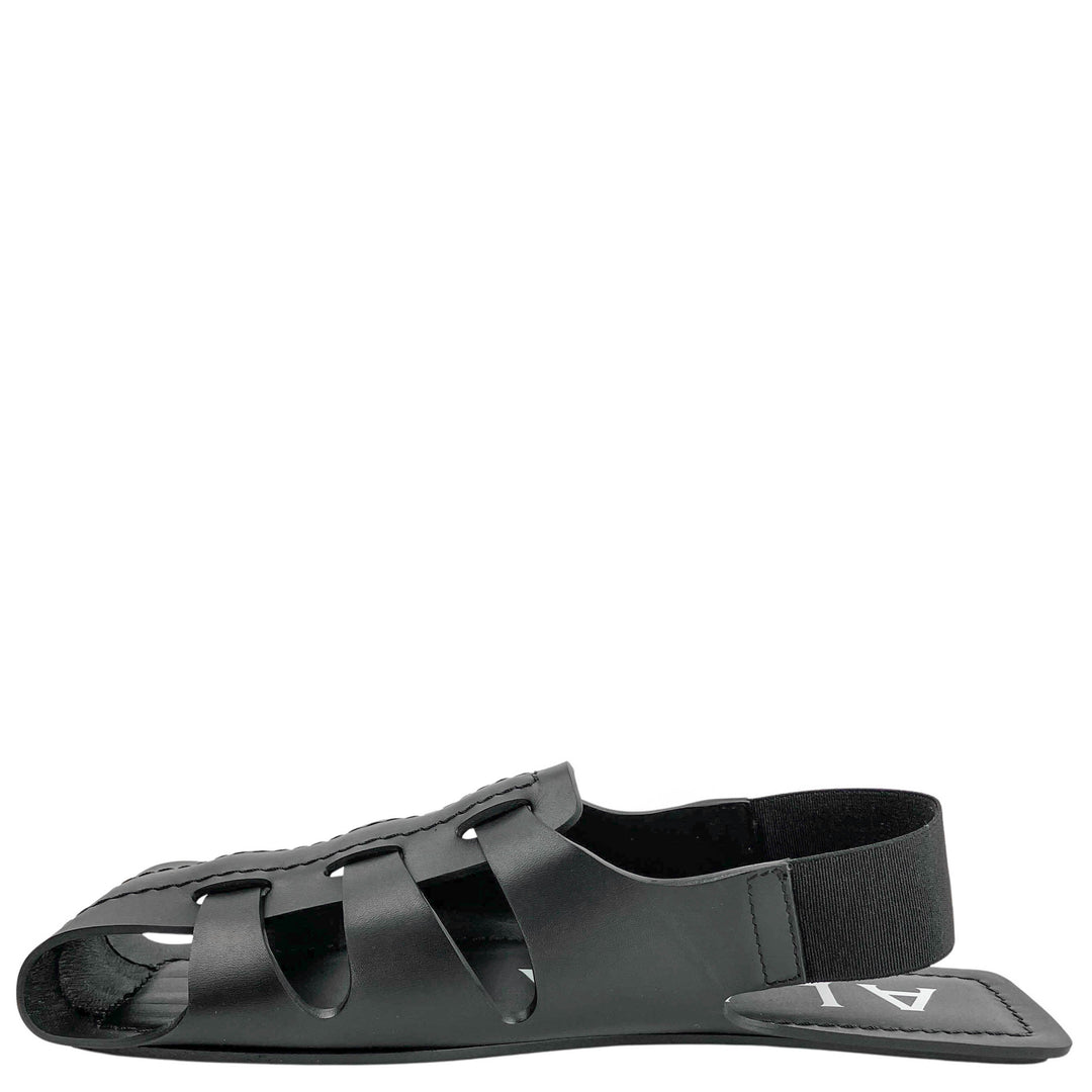 Alaïa Flat Double-Sided Calfskin Sandals in Black