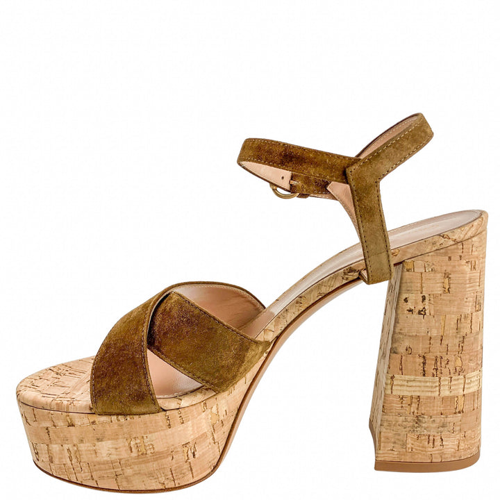 Gianvito Rossi Bebe Suede Heels in Texas/Cork - Discounts on Gianvito Rossi at UAL