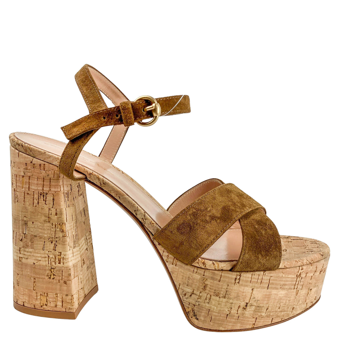 Gianvito Rossi Bebe Suede Heels in Texas/Cork - Discounts on Gianvito Rossi at UAL