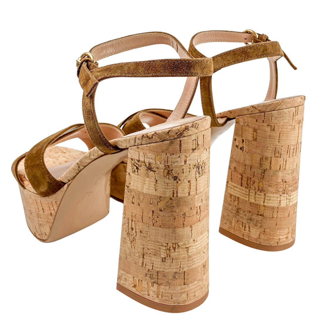 Gianvito Rossi Bebe Suede Heels in Texas/Cork - Discounts on Gianvito Rossi at UAL