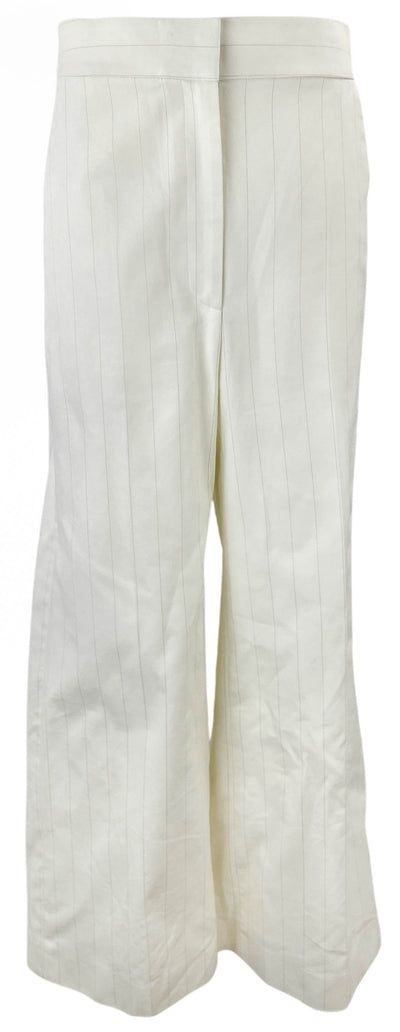Khaite Banton Pants in Cream and Black Pinstripe - Discounts on Khaite at UAL
