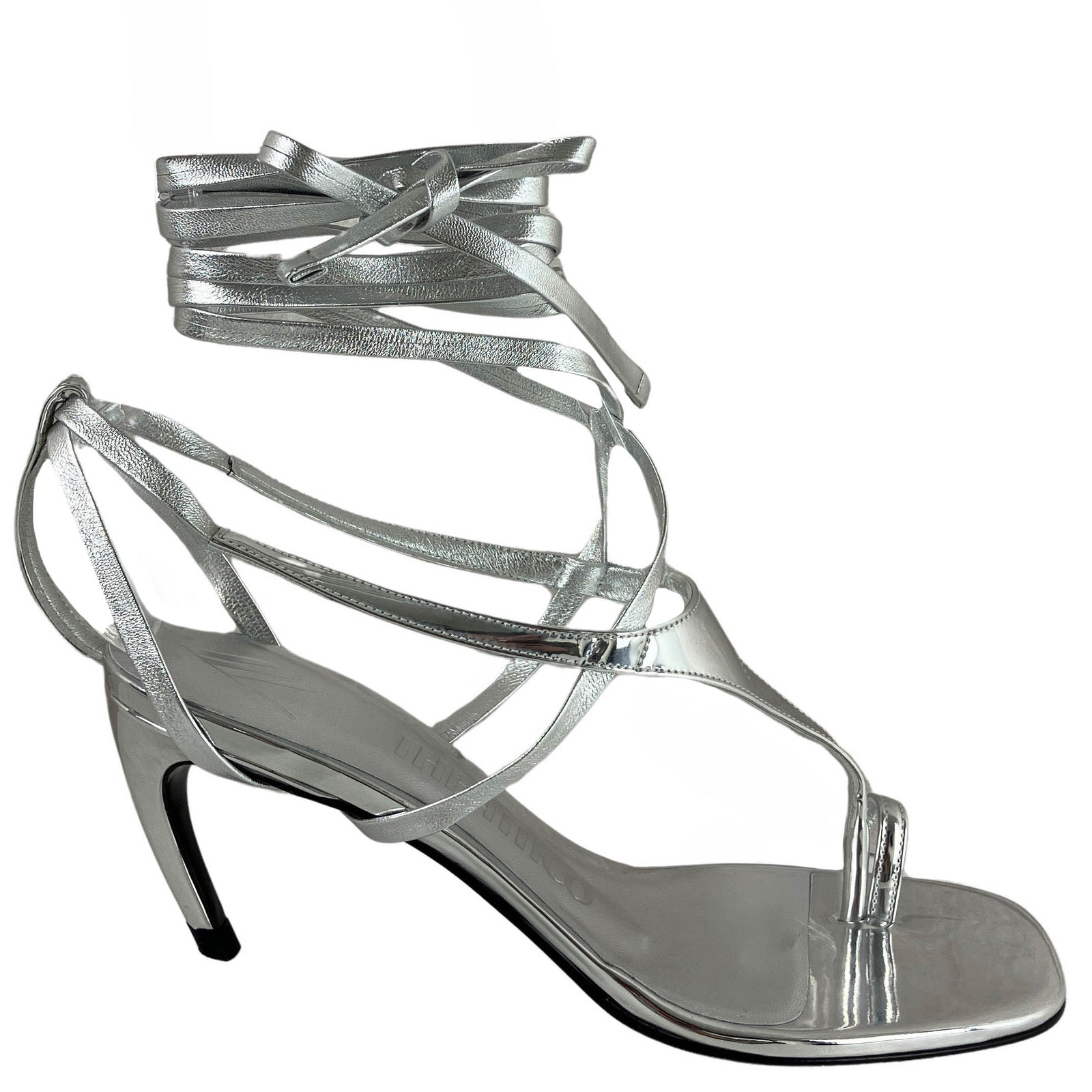 The Attico Nova Thong Sandals in Silver - Discounts on The Attico at UAL
