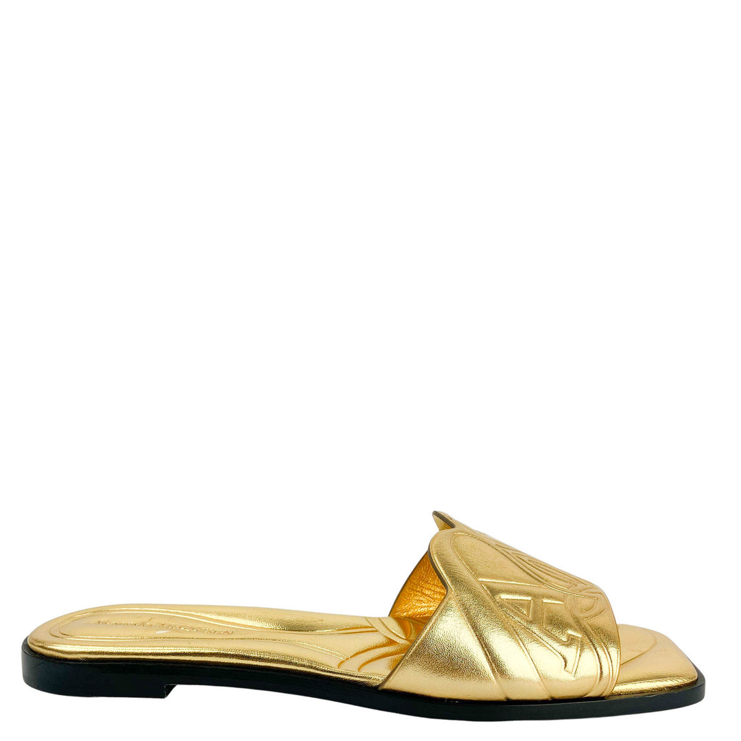 Alexander McQueen Silk Leather Slide Sandals - Discounts on Alexander McQueen at UAL