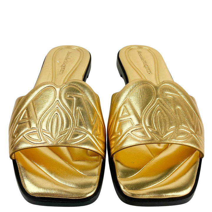 Alexander McQueen Silk Leather Slide Sandals - Discounts on Alexander McQueen at UAL