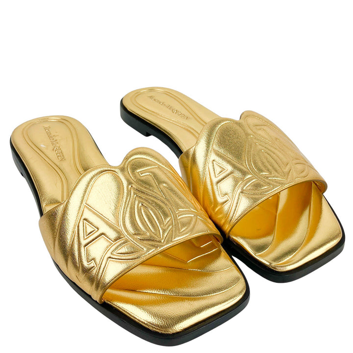 Alexander McQueen Silk Leather Slide Sandals - Discounts on Alexander McQueen at UAL