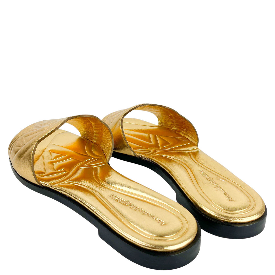 Alexander McQueen Silk Leather Slide Sandals - Discounts on Alexander McQueen at UAL