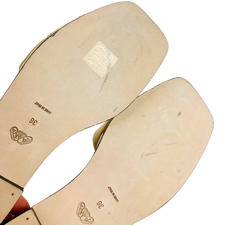 Alexander McQueen Silk Leather Slide Sandals - Discounts on Alexander McQueen at UAL