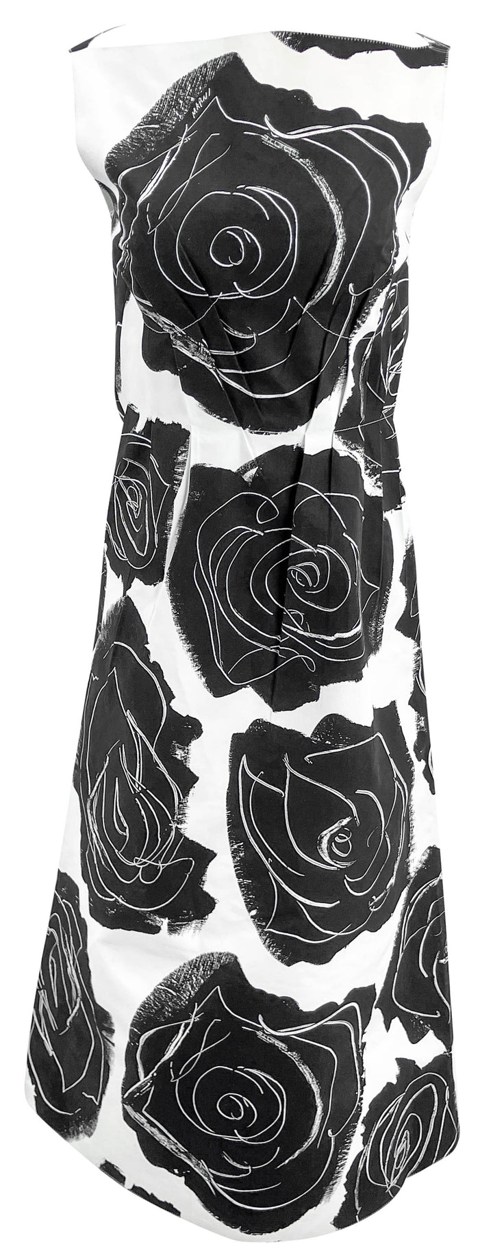 Marni Rose Print Dress in Black and White - Discounts on Marni at UAL