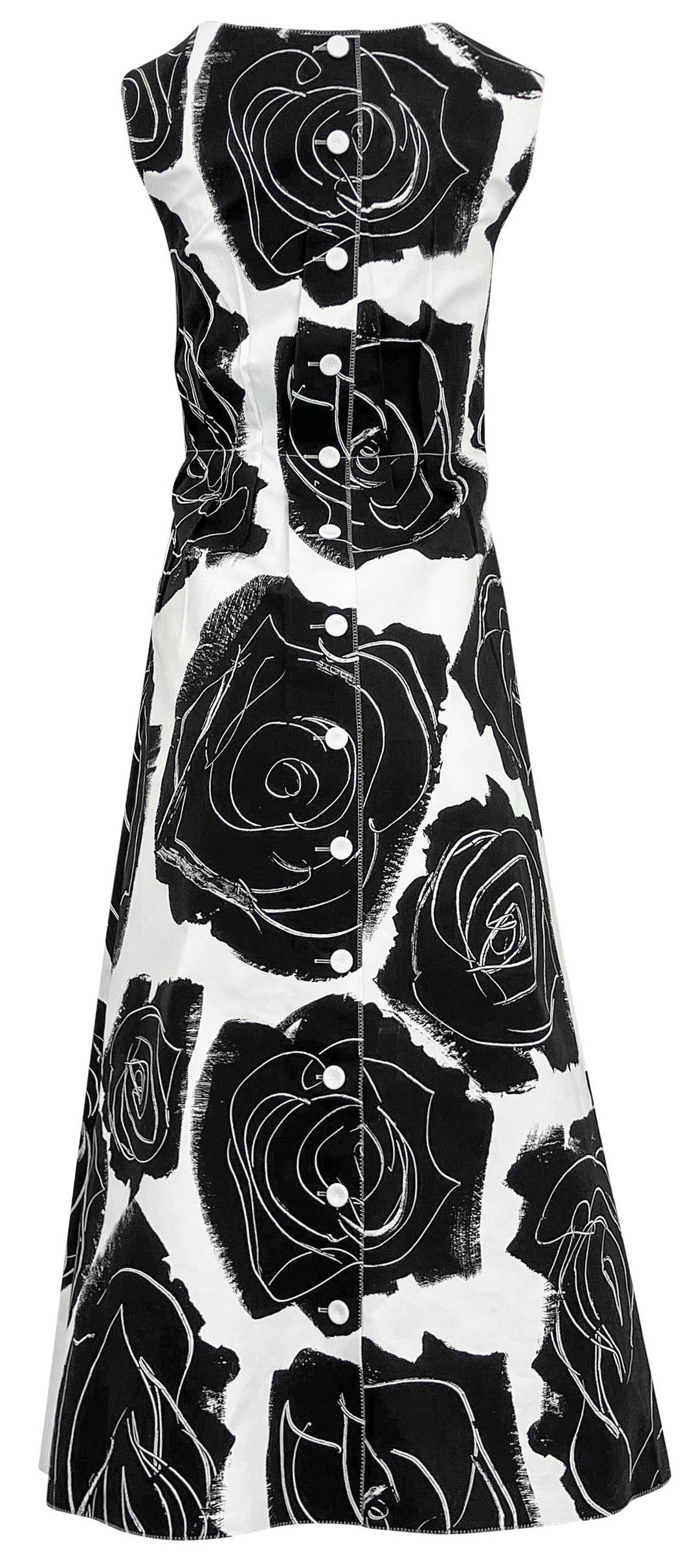 Marni Rose Print Dress in Black and White - Discounts on Marni at UAL