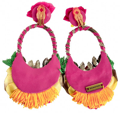 Exclusive Designer Basket Motif Earrings in Pink Multi - Discounts on Exclusive Designer at UAL