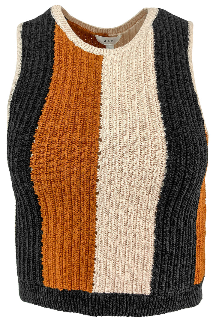 A.L.C. Marco Striped Crop Tank Top in Black Multi - Discounts on A.L.C. at UAL