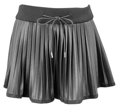 sacai Faux Leather Pleated Shorts in Black - Discounts on Sacai at UAL