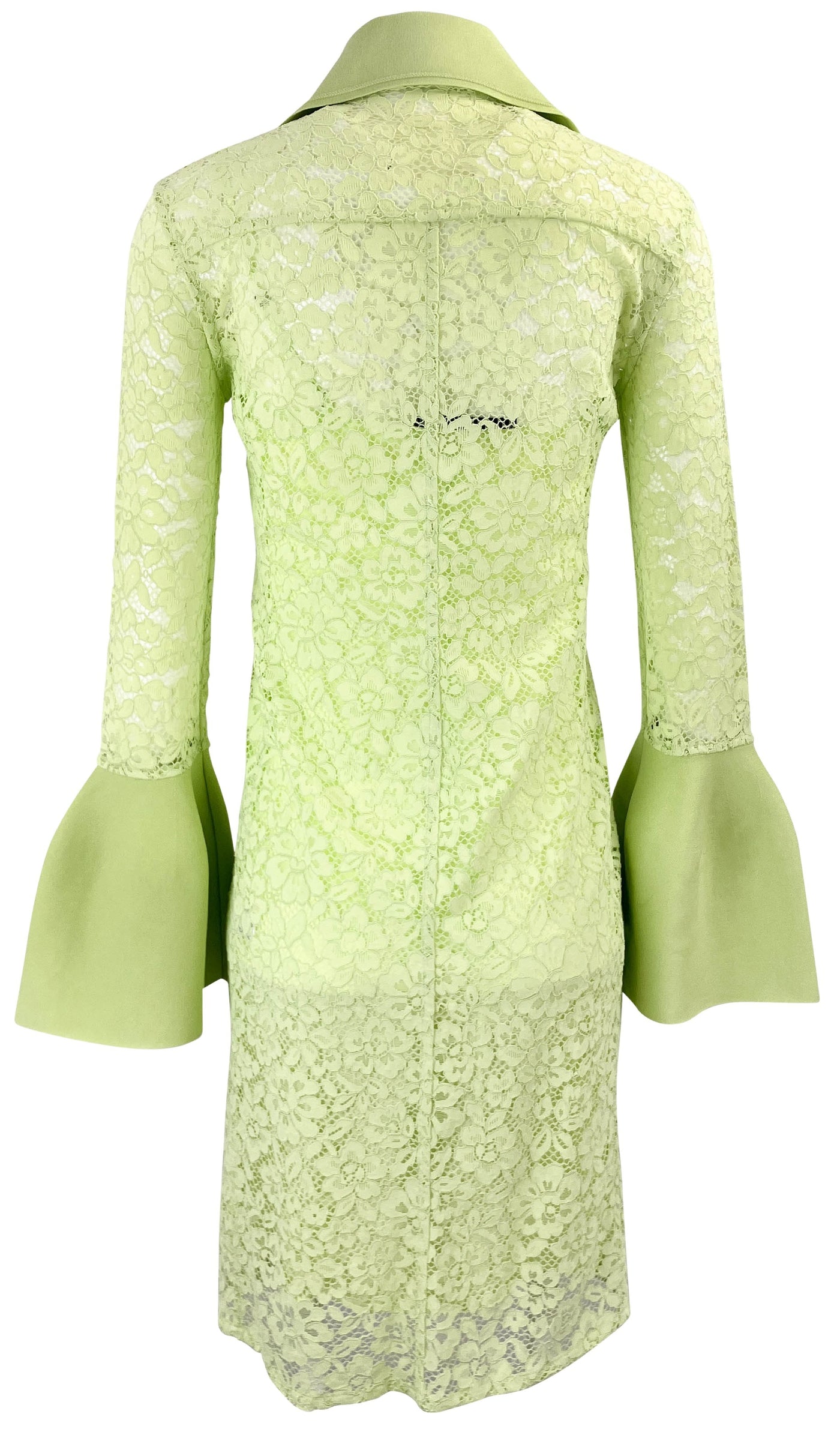 Proenza Schouler Floral Lace Shirt Dress in Lime - Discounts on Proenza Schouler at UAL