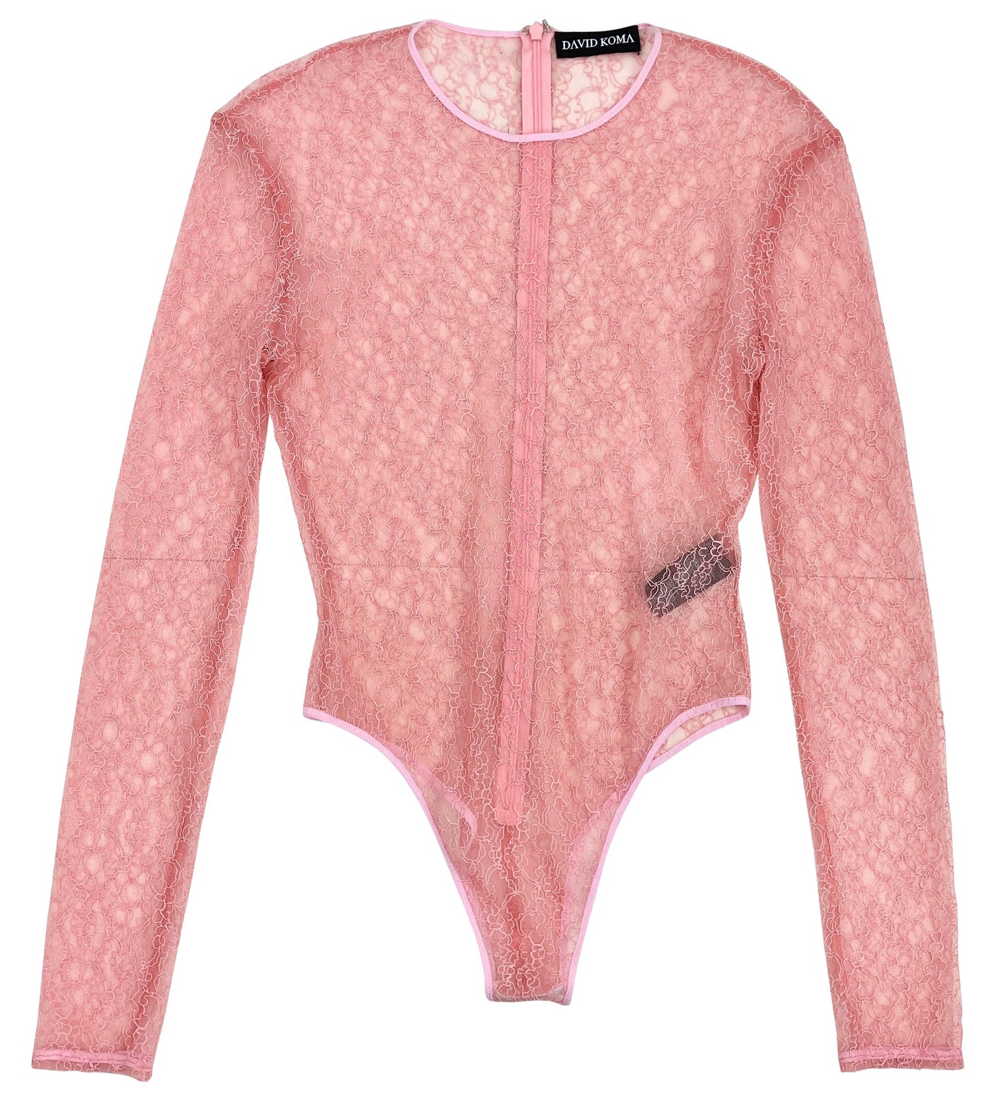 David Koma Long Sleeve Lace Bodysuit in Pink - Discounts on David Koma at UAL