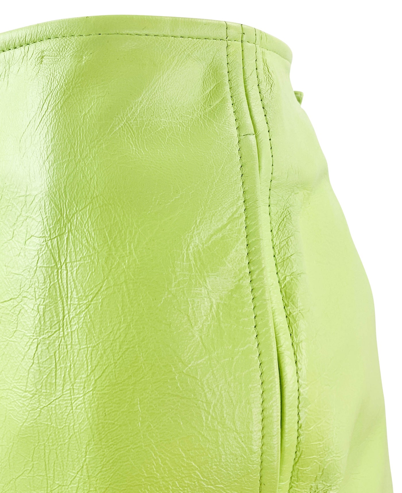 Bottega Veneta Shiny Textured Leather Skirt in Fennel - Discounts on Bottega Veneta at UAL