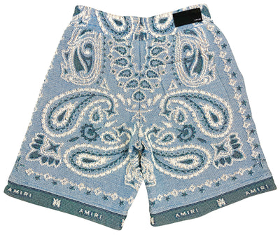 Amiri Tapestry Bandana Baggy Shorts in Blue - Discounts on Amiri at UAL
