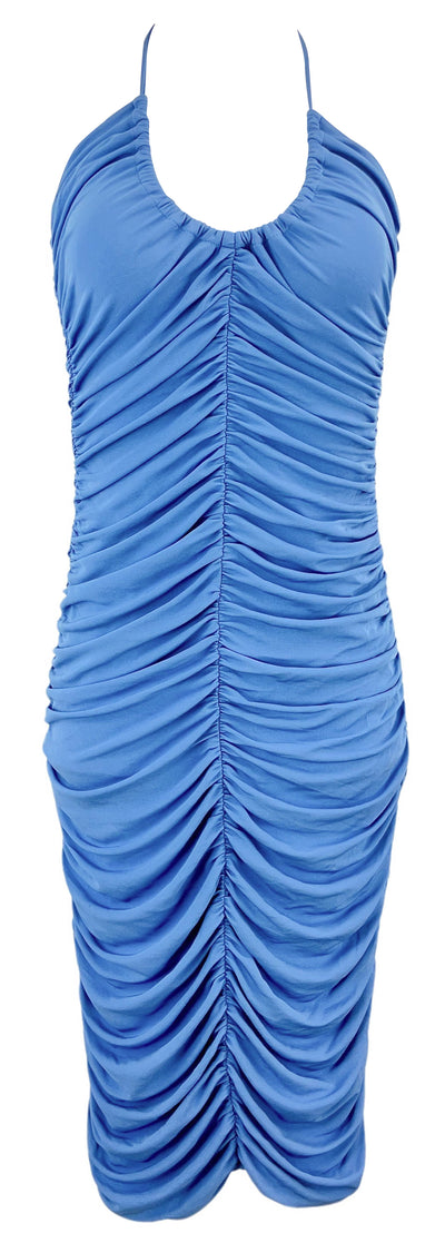 Zeynep Arcay Ruched Midi Dress in Blue - Discounts on Zeynep Arcay at UAL