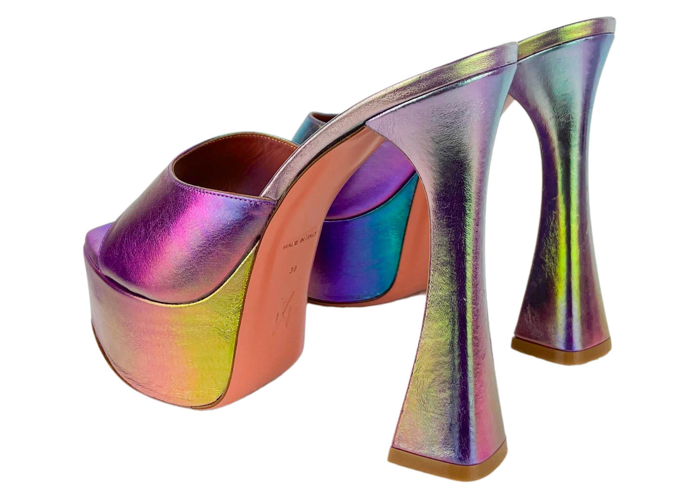 Amina Muaddi Dalida Platform Sandals in Unicorn Metallic - Discounts on Amina Muaddi at UAL
