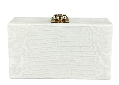 Edie Parker Jean Lizard Box Clutch in White - Discounts on Edie Parker at UAL