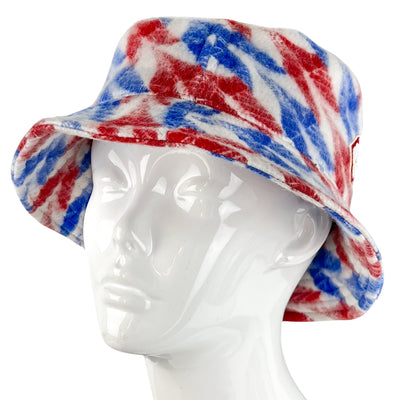 Casablanca Aviation Houndstooth Bucket Hat in Red/White/Blue - Discounts on Casablanca at UAL