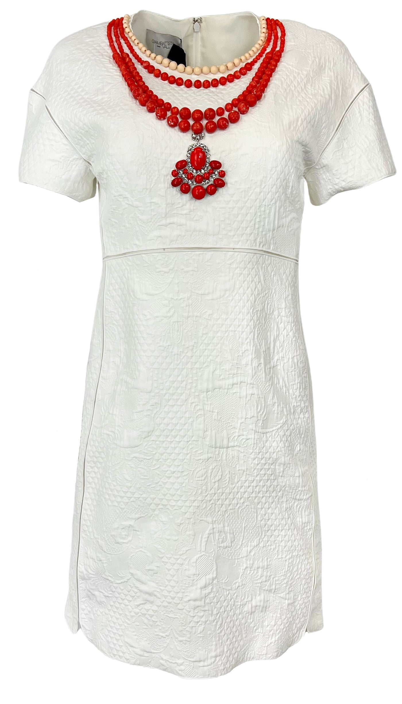 Giambattista Valli Beaded Jacquard Mini Dress in White - Discounts on Giambattista Valli at UAL